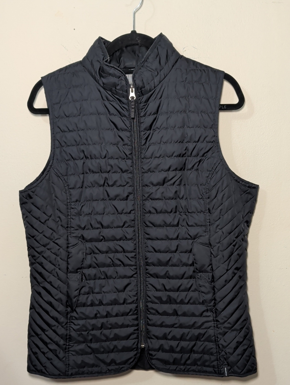 Fouganza Quilted Riding Gilet Black Vest Full-Zip Insulated Women's Size M/L